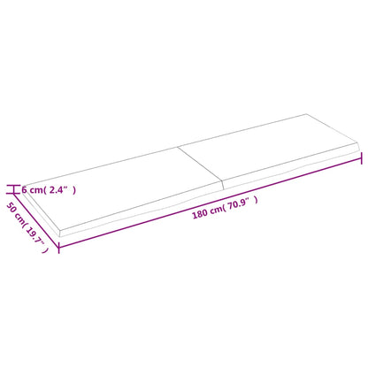 Wandschap 180x50x(2-6)cm behandeld massief eikenhout lichtbruin