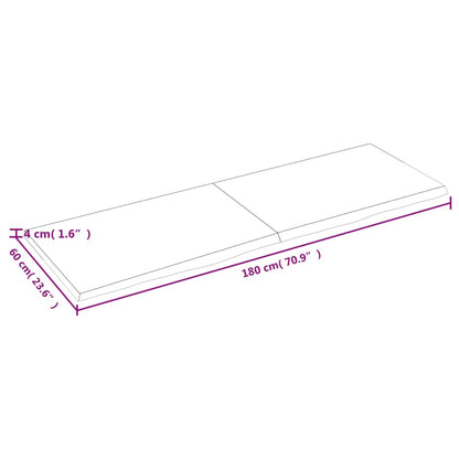 Wandschap 180x60x(2-4)cm behandeld massief eikenhout lichtbruin