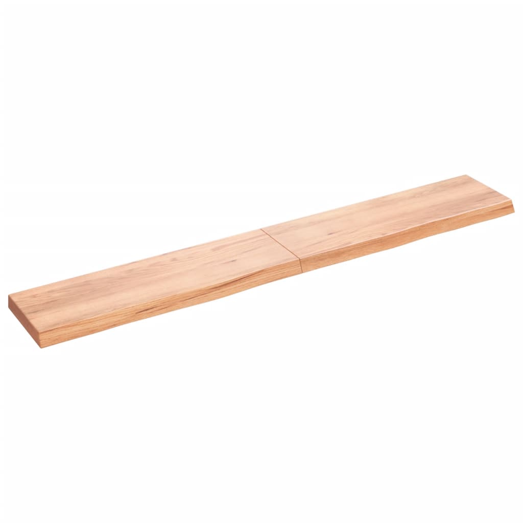 Wandschap 200x30x(2-6)cm behandeld massief eikenhout lichtbruin