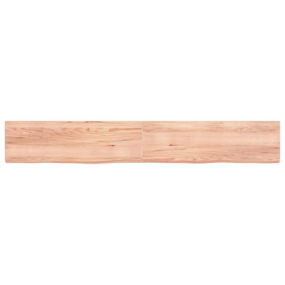 Wandschap 200x30x(2-6)cm behandeld massief eikenhout lichtbruin