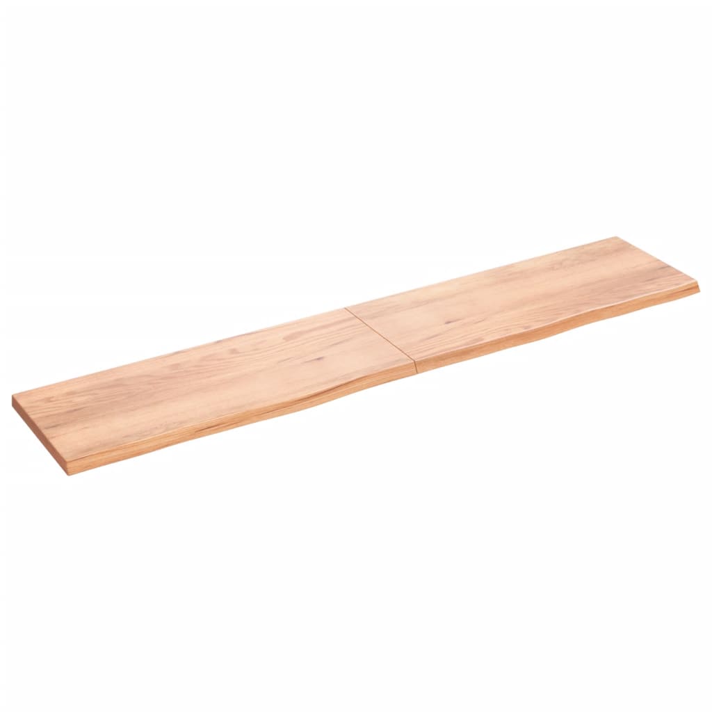 Wandschap 200x40x(2-4)cm behandeld massief eikenhout lichtbruin