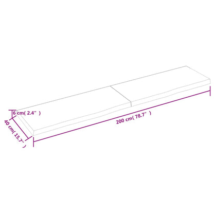 Wandschap 200x40x(2-6)cm behandeld massief eikenhout lichtbruin