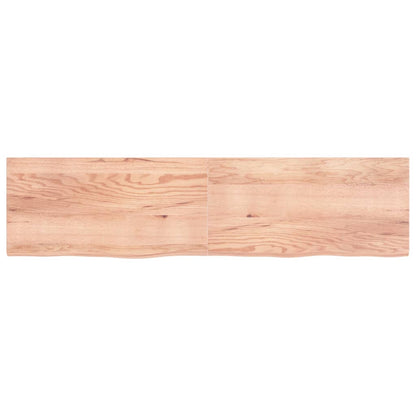 Wandschap 200x50x(2-4)cm behandeld massief eikenhout lichtbruin