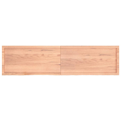 Wandschap 200x50x(2-4)cm behandeld massief eikenhout lichtbruin