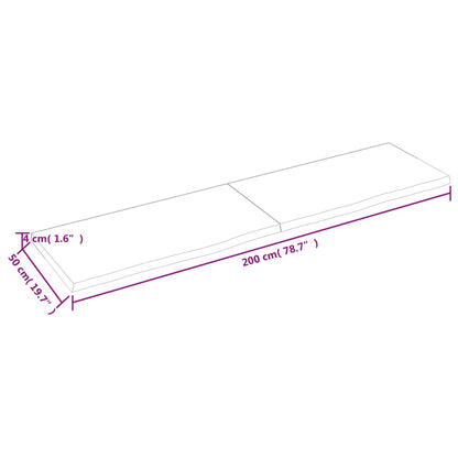 Wandschap 200x50x(2-4)cm behandeld massief eikenhout lichtbruin