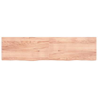 Wandschap 200x50x(2-6)cm behandeld massief eikenhout lichtbruin