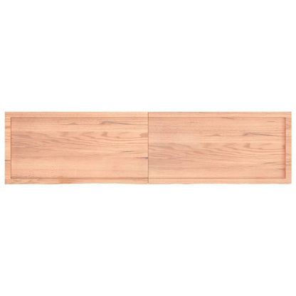 Wandschap 200x50x(2-6)cm behandeld massief eikenhout lichtbruin