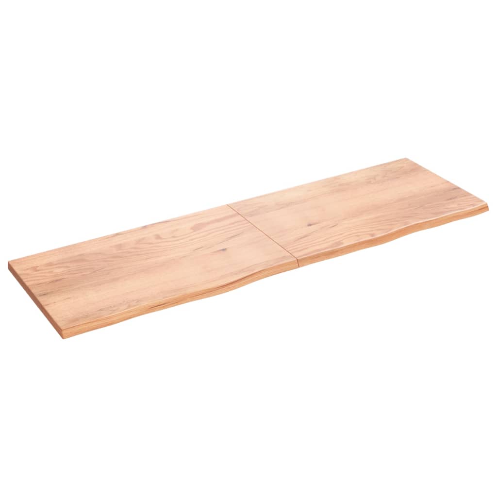 Wandschap 200x60x(2-4)cm behandeld massief eikenhout lichtbruin