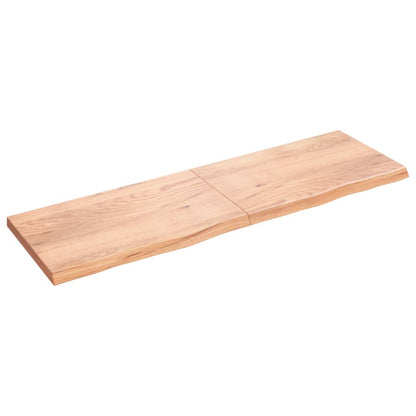 Wandschap 200x60x(2-6)cm behandeld massief eikenhout lichtbruin