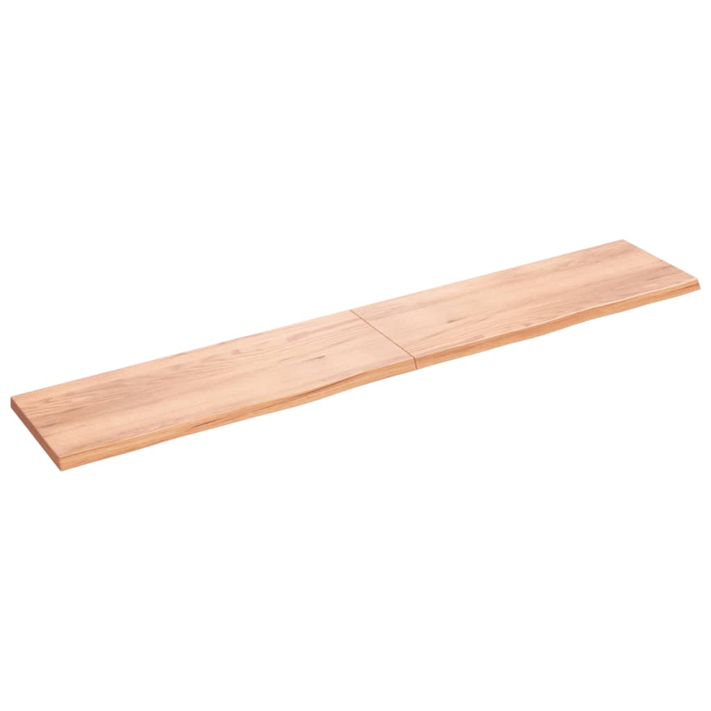 Wandschap 220x40x(2-4)cm behandeld massief eikenhout lichtbruin