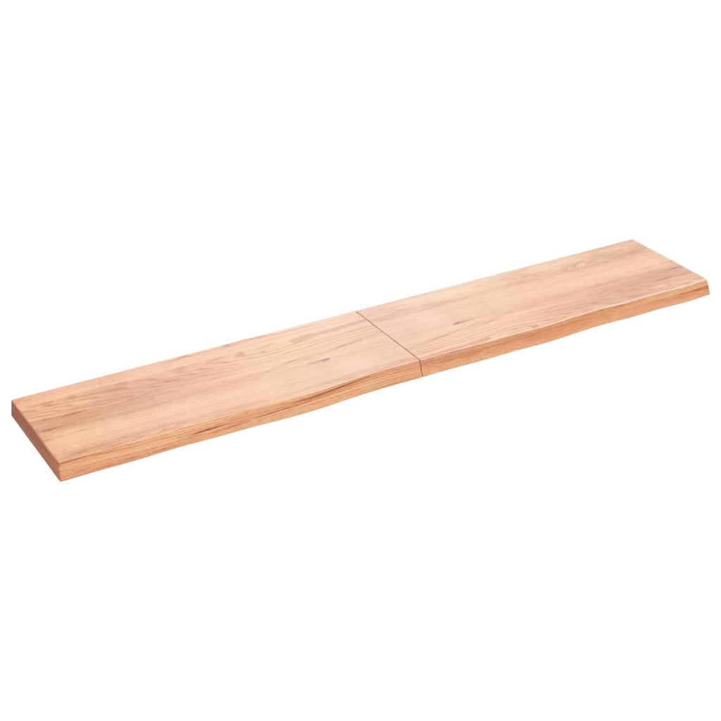 Wandschap 220x40x(2-6)cm behandeld massief eikenhout lichtbruin