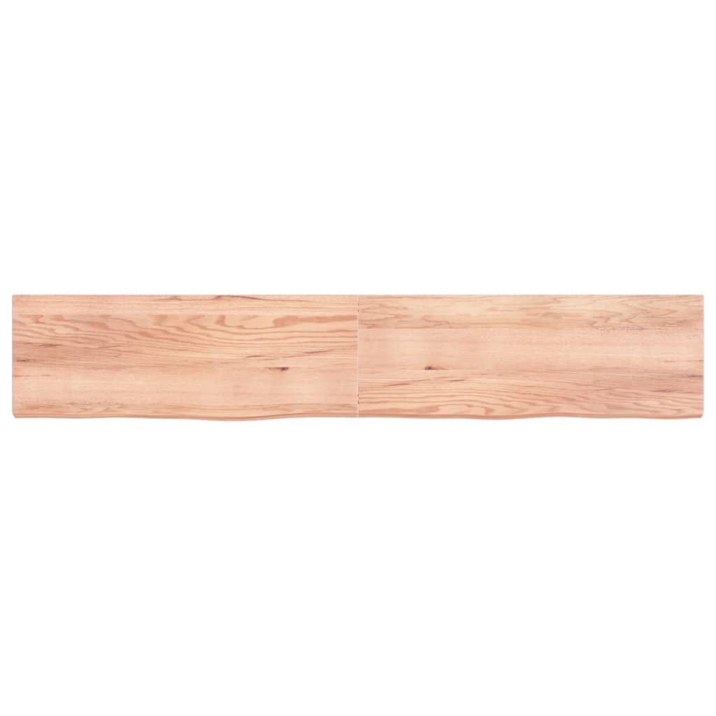 Wandschap 220x40x(2-6)cm behandeld massief eikenhout lichtbruin