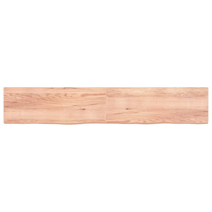 Wandschap 220x40x(2-6)cm behandeld massief eikenhout lichtbruin