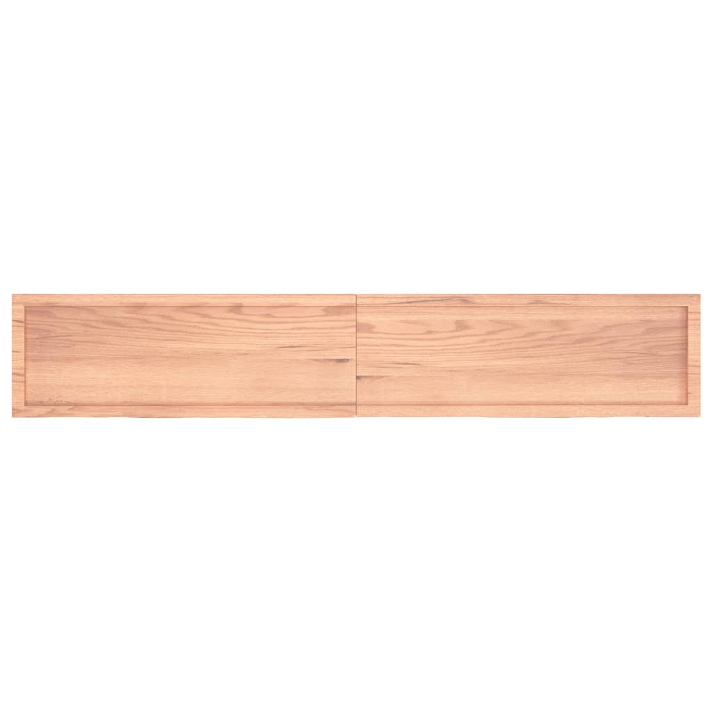 Wandschap 220x40x(2-6)cm behandeld massief eikenhout lichtbruin