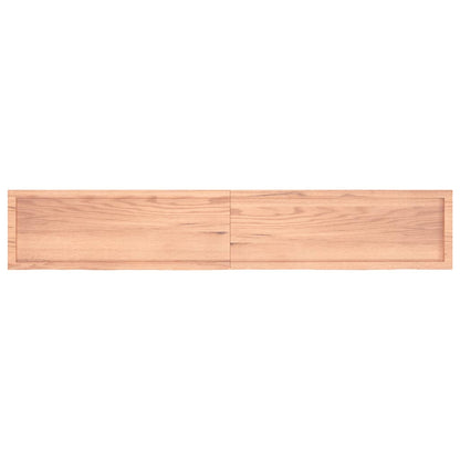 Wandschap 220x40x(2-6)cm behandeld massief eikenhout lichtbruin