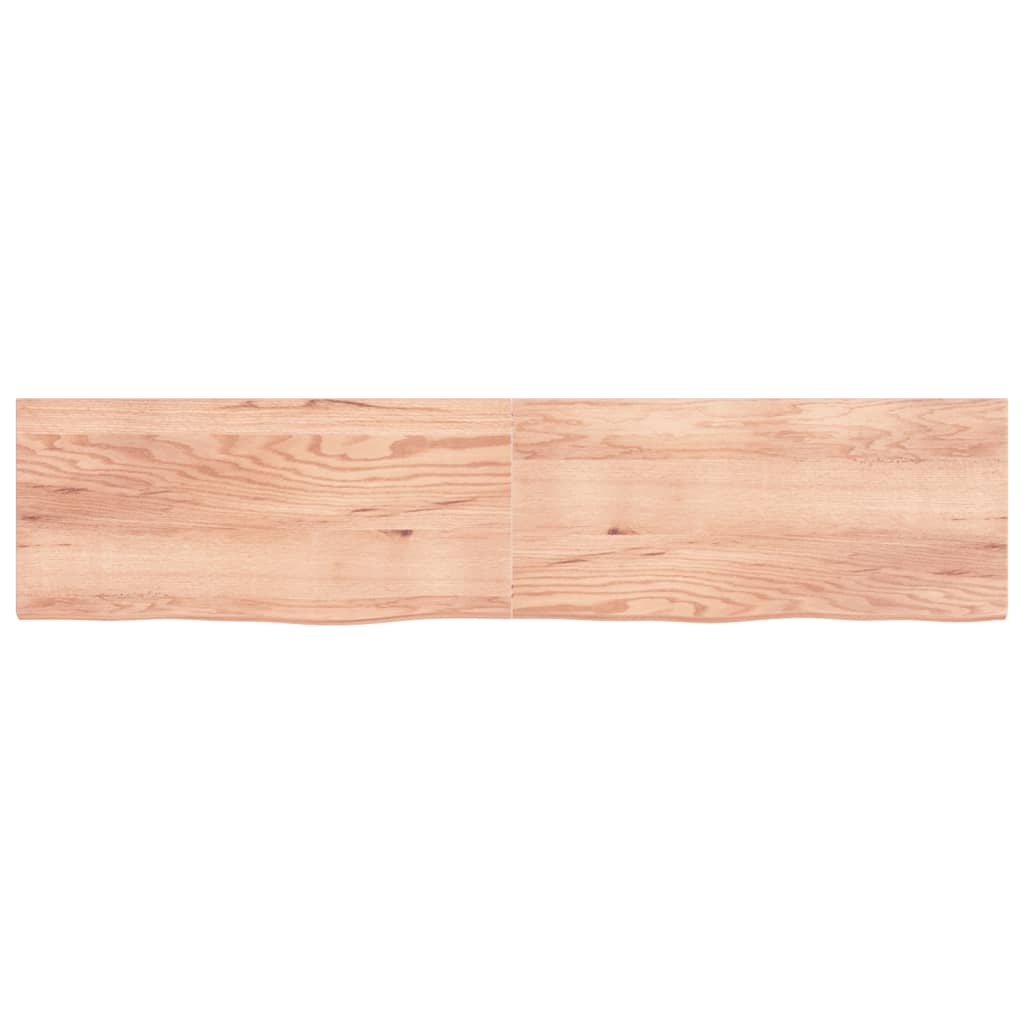 Wandschap 220x50x(2-4)cm behandeld massief eikenhout lichtbruin