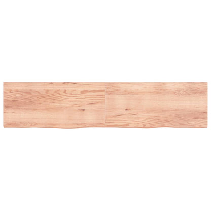 Wandschap 220x50x(2-4)cm behandeld massief eikenhout lichtbruin