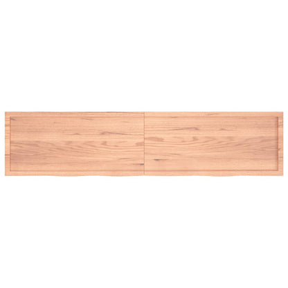 Wandschap 220x50x(2-4)cm behandeld massief eikenhout lichtbruin