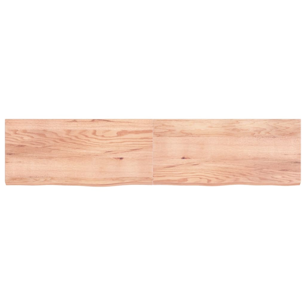 Wandschap 220x50x(2-6)cm behandeld massief eikenhout lichtbruin