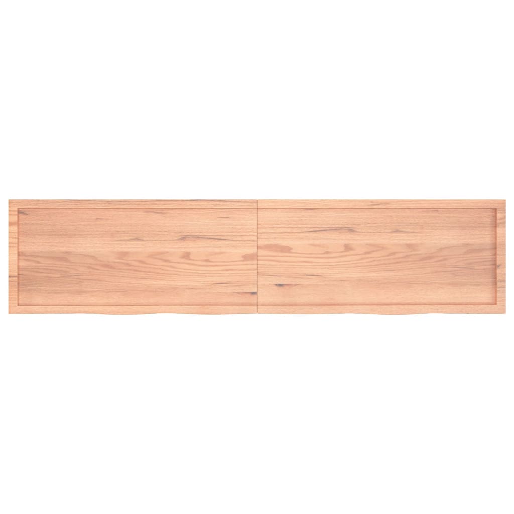 Wandschap 220x50x(2-6)cm behandeld massief eikenhout lichtbruin