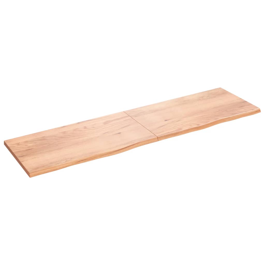 Wandschap 220x60x(2-4)cm behandeld massief eikenhout lichtbruin