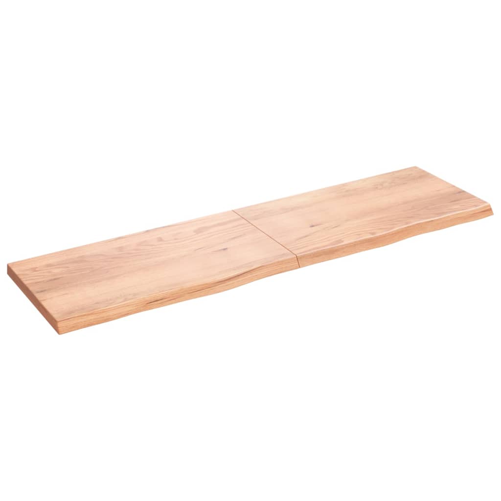 Wandschap 220x60x(2-6)cm behandeld massief eikenhout lichtbruin