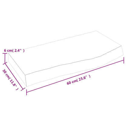 Wandschap 60x30x(2-6)cm behandeld massief eikenhout donkerbruin