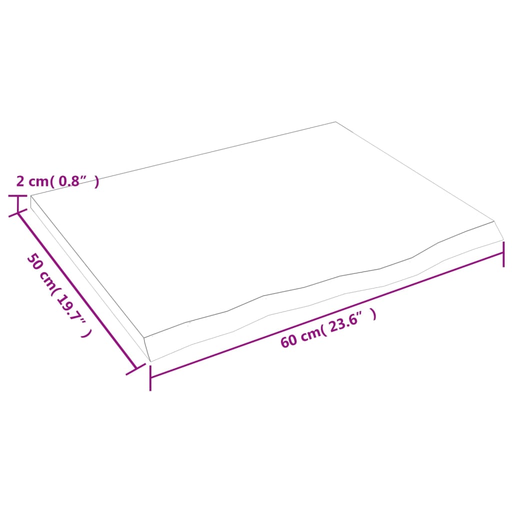 Wandschap 60x50x2 cm behandeld massief eikenhout donkerbruin