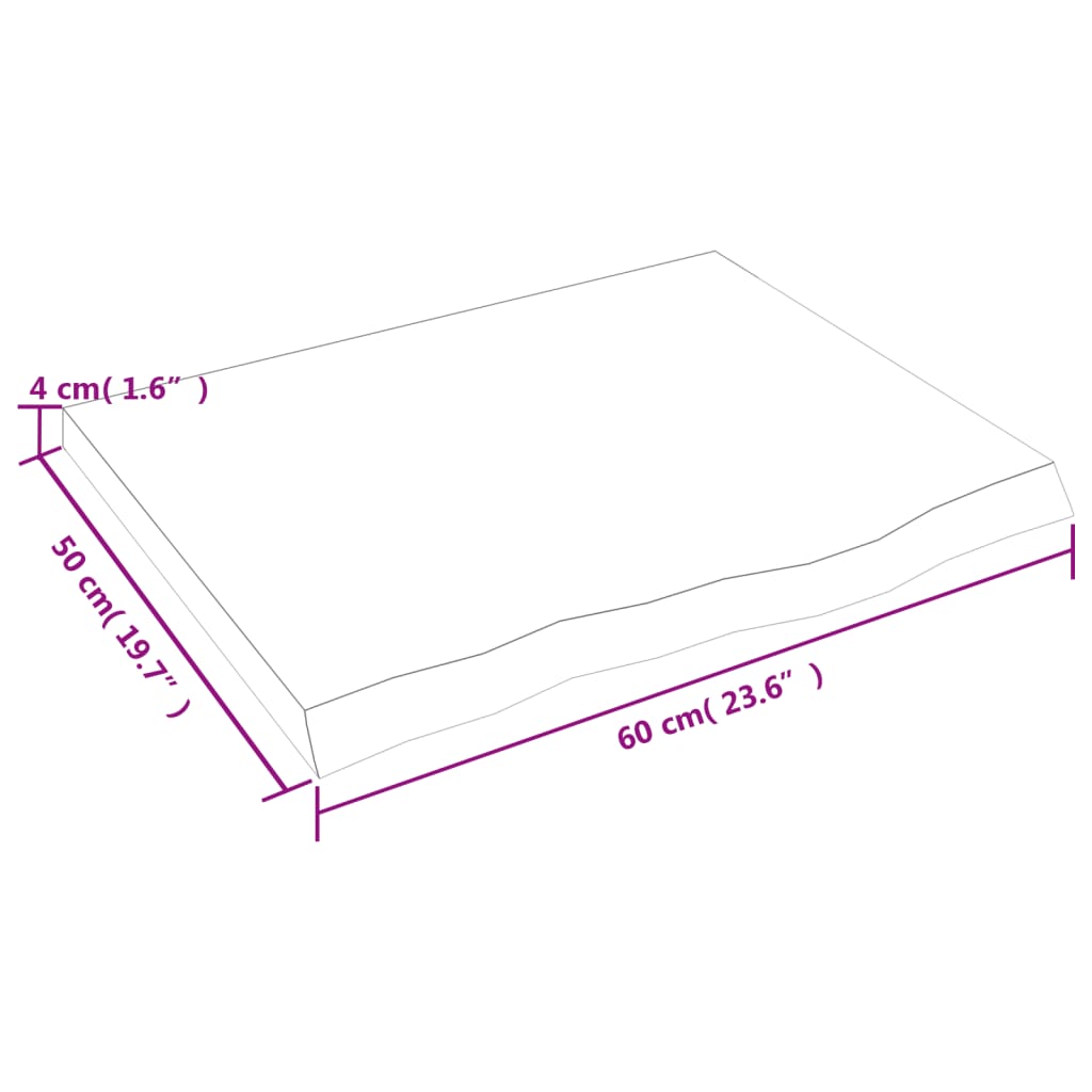 Wandschap 60x50x(2-4)cm behandeld massief eikenhout donkerbruin