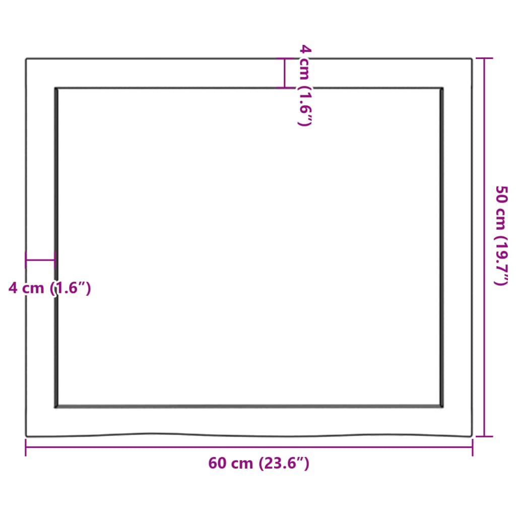 Wandschap 60x50x(2-4)cm behandeld massief eikenhout donkerbruin