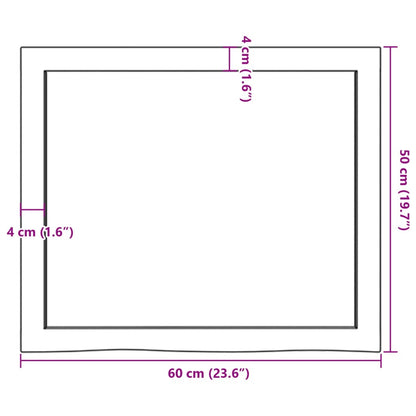 Wandschap 60x50x(2-4)cm behandeld massief eikenhout donkerbruin