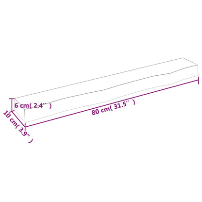 Wandschap 80x10x6 cm behandeld massief eikenhout donkerbruin