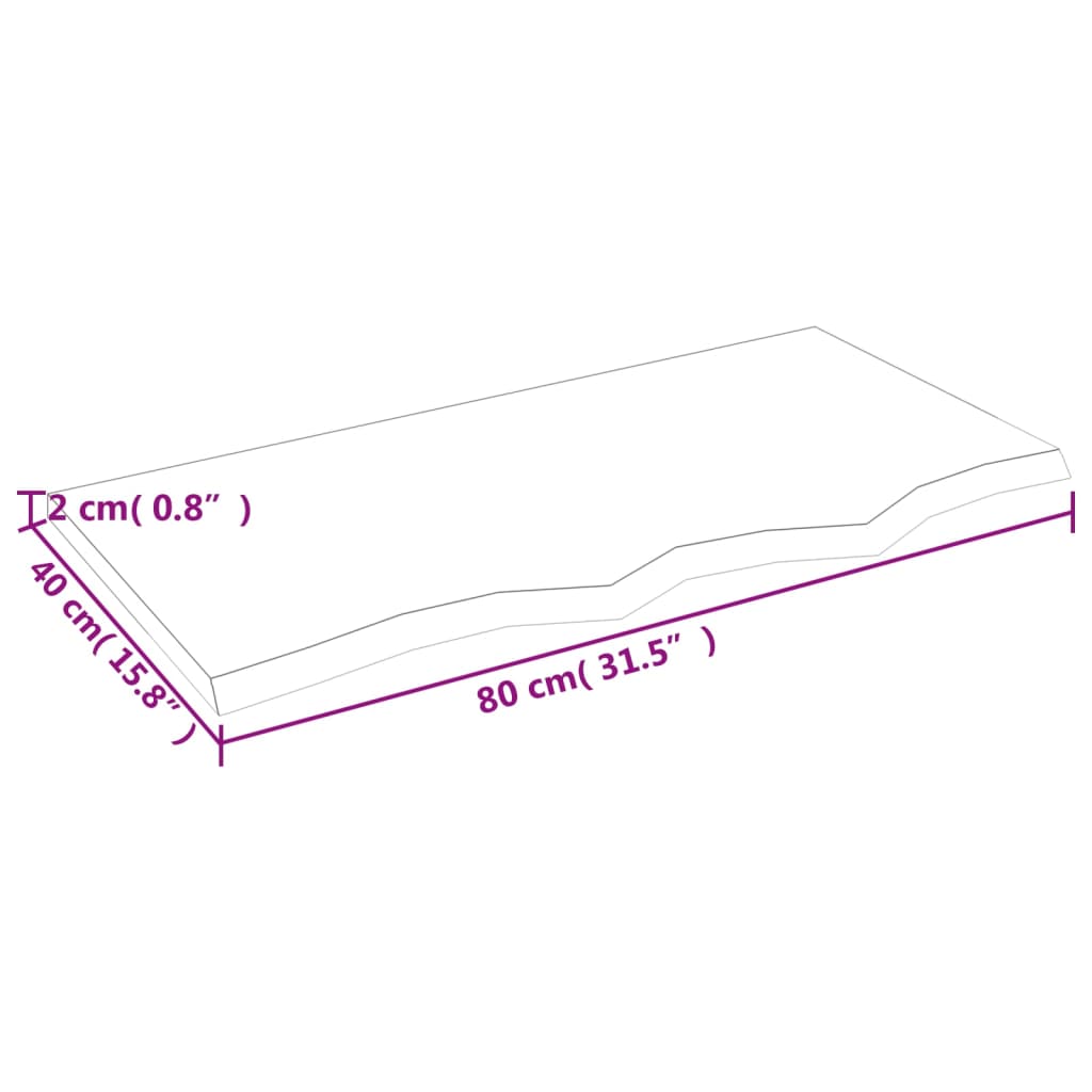 Wandschap 80x40x2 cm behandeld massief eikenhout donkerbruin