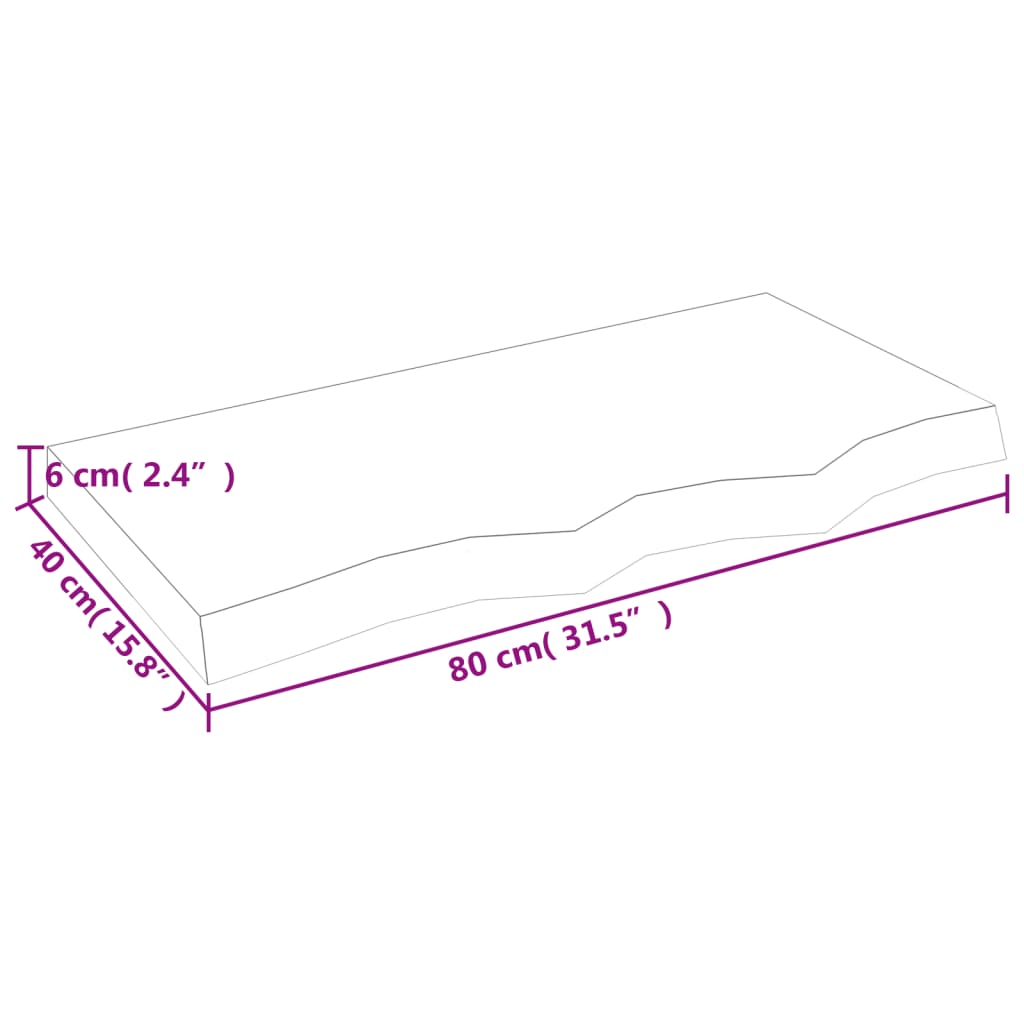 Wandschap 80x40x(2-6)cm behandeld massief eikenhout donkerbruin