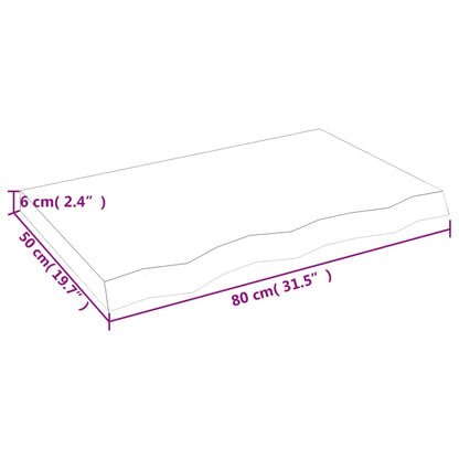 Wandschap 80x50x(2-6)cm behandeld massief eikenhout donkerbruin