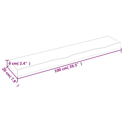 Wandschap 100x20x6 cm behandeld massief eikenhout donkerbruin