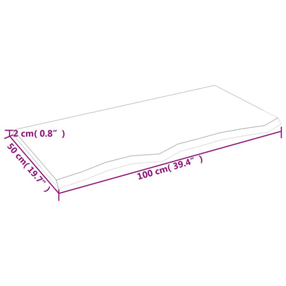 Wandschap 100x50x2 cm behandeld massief eikenhout donkerbruin