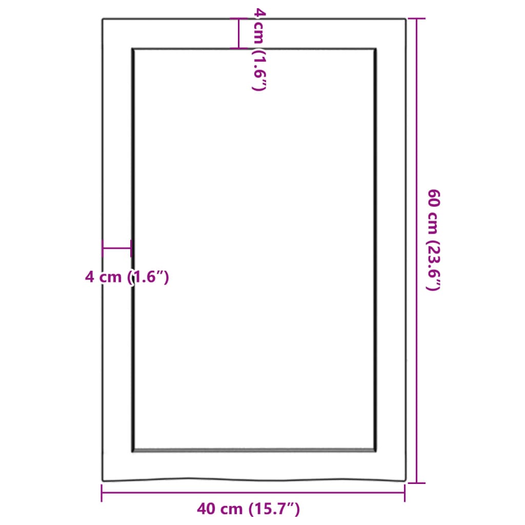 Wastafelblad 40x60x(2-6) cm onbehandeld massief hout