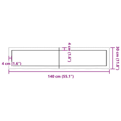 Wastafelblad 140x30x(2-6) cm onbehandeld massief hout