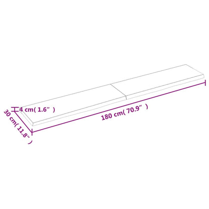 Wastafelblad 180x30x(2-4) cm onbehandeld massief hout