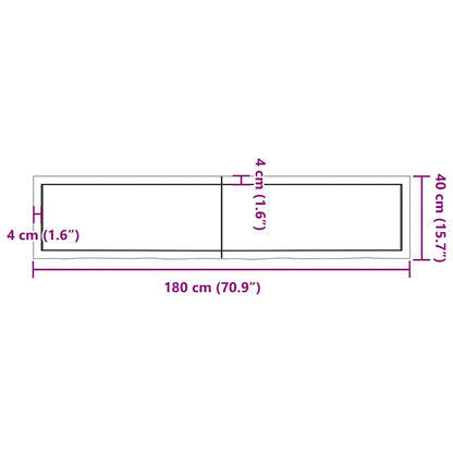 Wastafelblad 180x40x(2-4) cm onbehandeld massief hout