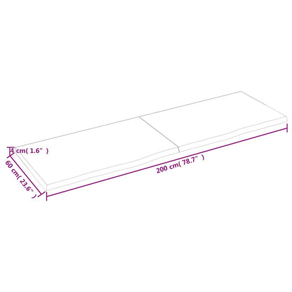 Wastafelblad 200x60x(2-4) cm onbehandeld massief hout