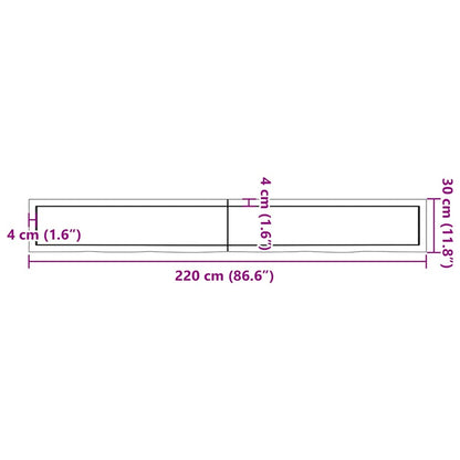 Wastafelblad 220x30x(2-6) cm onbehandeld massief hout