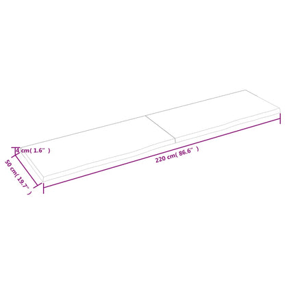 Wastafelblad 220x50x(2-4) cm onbehandeld massief hout