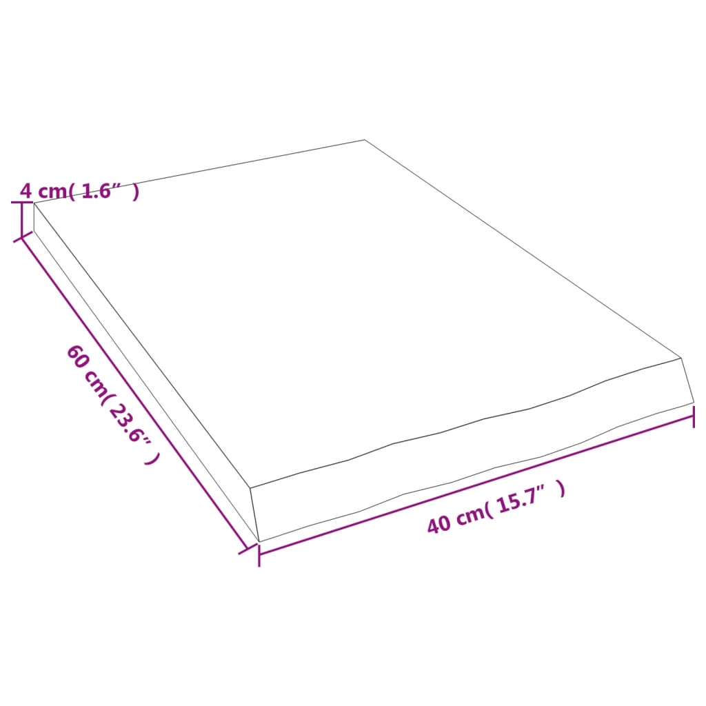 Wastafelblad 40x60x(2-4) cm behandeld massief hout lichtbruin