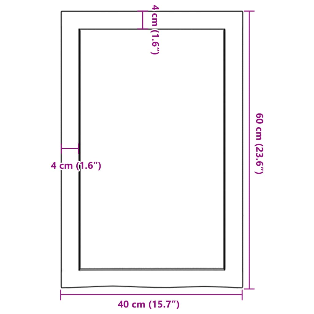 Wastafelblad 40x60x(2-6) cm behandeld massief hout lichtbruin