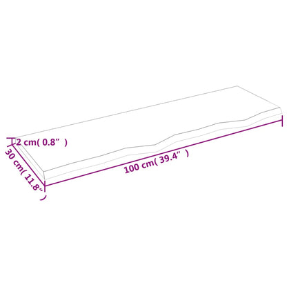 Wastafelblad 100x30x2 cm behandeld massief hout lichtbruin