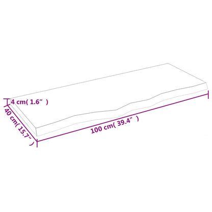 Wastafelblad 100x40x(2-4) cm behandeld massief hout lichtbruin