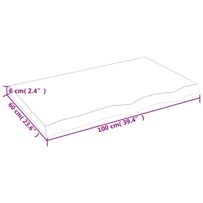 Wastafelblad 100x60x(2-6) cm behandeld massief hout lichtbruin