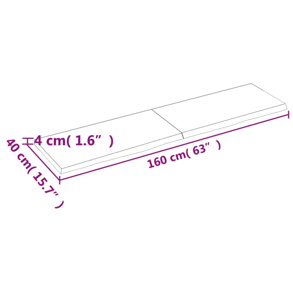 Wastafelblad 160x40x(2-4) cm behandeld massief hout lichtbruin